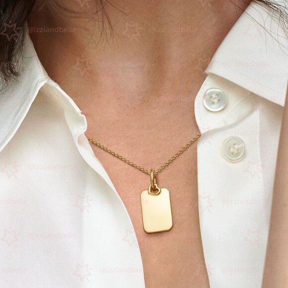 Pandora Engravable Rectangle Tag Pendant - Picture 5 of 6